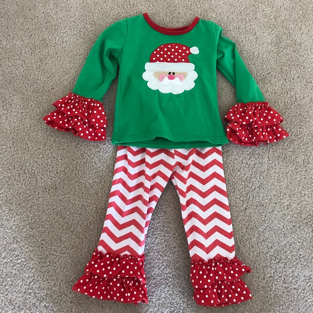 Christmas Santa Girls Boutique Outfit - 2T